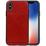 Staand Back Cover 1 Pasjes iPhone X Rood