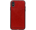 BAOHU Staand Back Cover met 1 Pasjeshouder Hoesje Geschikt voor iPhone X Rood