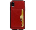 BAOHU Staand Back Cover met 1 Pasjeshouder Hoesje Geschikt voor iPhone X Rood