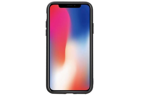 BAOHU Staand Back Cover met 1 Pasjeshouder Hoesje Geschikt voor iPhone X Rood