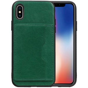 Staand Back Cover 1 Pasjes voor iPhone X Groen