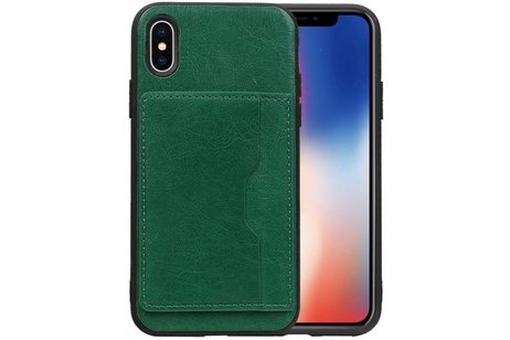 Staand Back Cover 1 Pasjes voor iPhone X Groen