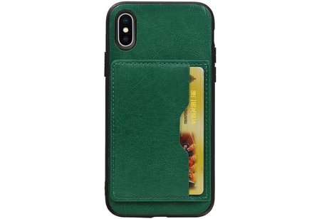 Staand Back Cover 1 Pasjes voor iPhone X Groen