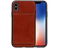 BAOHU Staand Back Cover met 1 Pasjeshouder Hoesje Geschikt voor iPhone X Bruin