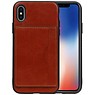 BAOHU Staand Back Cover 1 Pasjes iPhone X Bruin