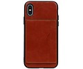 BAOHU Staand Back Cover met 1 Pasjeshouder Hoesje Geschikt voor iPhone X Bruin