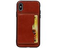 BAOHU Staand Back Cover met 1 Pasjeshouder Hoesje Geschikt voor iPhone X Bruin