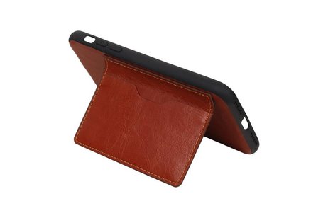 BAOHU Staand Back Cover met 1 Pasjeshouder Hoesje Geschikt voor iPhone X Bruin