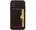 Staand Back Cover 1 Pasjes voor iPhone X Mocca