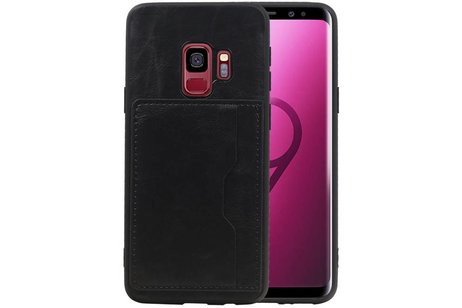 BAOHU Staand Back Cover met 1 Pasjeshouder Hoesje Geschikt voor Samsung Galaxy S9 Zwart