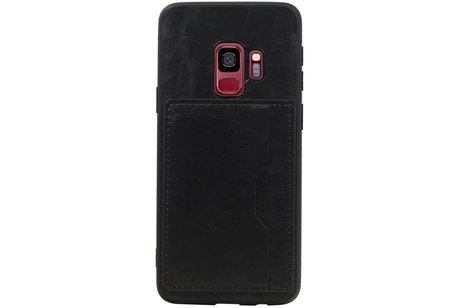 BAOHU Staand Back Cover met 1 Pasjeshouder Hoesje Geschikt voor Samsung Galaxy S9 Zwart