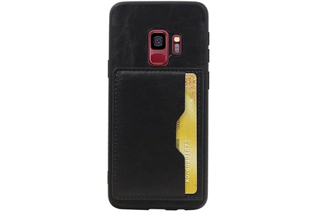 BAOHU Staand Back Cover met 1 Pasjeshouder Hoesje Geschikt voor Samsung Galaxy S9 Zwart