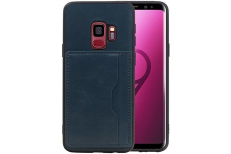 BAOHU Staand Back Cover met 1 Pasjeshouder Hoesje Geschikt voor Samsung Galaxy S9 Navy