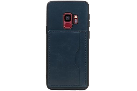 BAOHU Staand Back Cover met 1 Pasjeshouder Hoesje Geschikt voor Samsung Galaxy S9 Navy