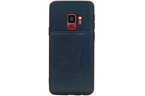 Staand Back Cover 1 Pasjes voor Galaxy S9 Navy