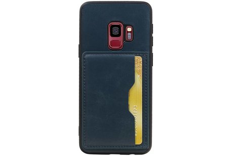 BAOHU Staand Back Cover met 1 Pasjeshouder Hoesje Geschikt voor Samsung Galaxy S9 Navy