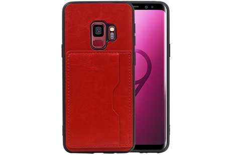 BAOHU Staand Back Cover met 1 Pasjeshouder Hoesje Geschikt voor Samsung Galaxy S9 Rood