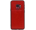 BAOHU Staand Back Cover met 1 Pasjeshouder Hoesje Geschikt voor Samsung Galaxy S9 Rood