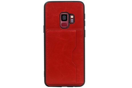 BAOHU Staand Back Cover met 1 Pasjeshouder Hoesje Geschikt voor Samsung Galaxy S9 Rood