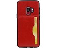 BAOHU Staand Back Cover met 1 Pasjeshouder Hoesje Geschikt voor Samsung Galaxy S9 Rood