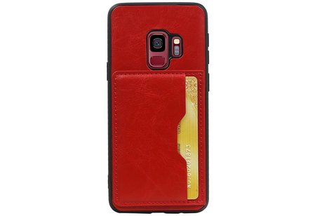 BAOHU Staand Back Cover met 1 Pasjeshouder Hoesje Geschikt voor Samsung Galaxy S9 Rood