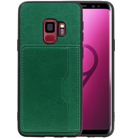 Staand Back Cover 1 Pasjes voor Samsung Galaxy S9 Groen