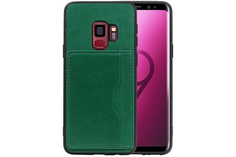 BAOHU Staand Back Cover met 1 Pasjeshouder Hoesje Geschikt voor Samsung Galaxy S9 Groen