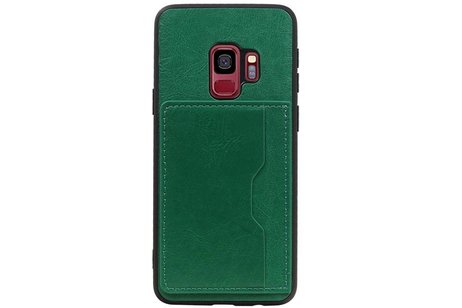 BAOHU Staand Back Cover met 1 Pasjeshouder Hoesje Geschikt voor Samsung Galaxy S9 Groen