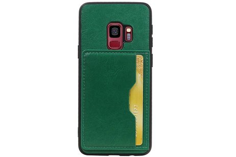 BAOHU Staand Back Cover met 1 Pasjeshouder Hoesje Geschikt voor Samsung Galaxy S9 Groen