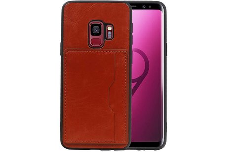 Staand Back Cover 1 Pasjes voor Galaxy S9 Bruin