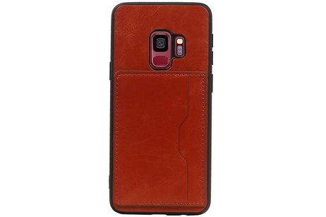 BAOHU Staand Back Cover met 1 Pasjeshouder Hoesje Geschikt voor Samsung Galaxy S9 Bruin