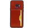 BAOHU Staand Back Cover met 1 Pasjeshouder Hoesje Geschikt voor Samsung Galaxy S9 Bruin