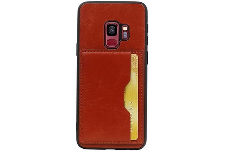 Staand Back Cover 1 Pasjes voor Galaxy S9 Bruin