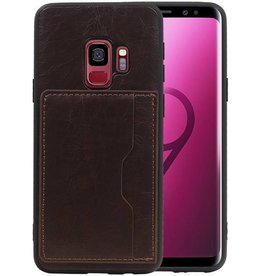 BAOHU Staand Back Cover 1 Pasjes voor Samsung Galaxy S9 Mocca