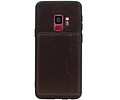 BAOHU Staand Back Cover met 1 Pasjeshouder Hoesje Geschikt voor Samsung Galaxy S9 Mocca