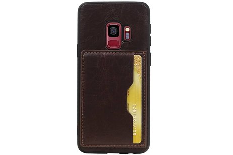 BAOHU Staand Back Cover met 1 Pasjeshouder Hoesje Geschikt voor Samsung Galaxy S9 Mocca