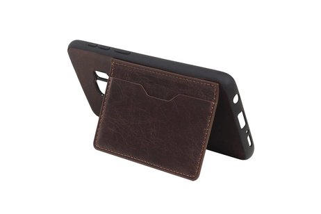 BAOHU Staand Back Cover met 1 Pasjeshouder Hoesje Geschikt voor Samsung Galaxy S9 Mocca