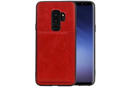 BAOHU Staand Back Cover met 1 Pasjeshouder Hoesje Geschikt voor Samsung Galaxy S9 Plus Rood