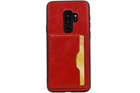 BAOHU Staand Back Cover met 1 Pasjeshouder Hoesje Geschikt voor Samsung Galaxy S9 Plus Rood