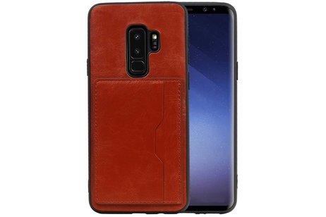 BAOHU Staand Back Cover met 1 Pasjeshouder Hoesje Geschikt voor Samsung Galaxy S9 Plus Bruin