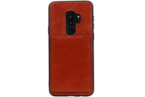 BAOHU Staand Back Cover met 1 Pasjeshouder Hoesje Geschikt voor Samsung Galaxy S9 Plus Bruin