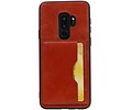BAOHU Staand Back Cover met 1 Pasjeshouder Hoesje Geschikt voor Samsung Galaxy S9 Plus Bruin