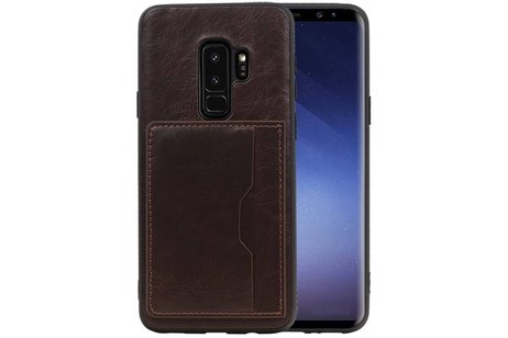 BAOHU Staand Back Cover met 1 Pasjeshouder Hoesje Geschikt voor Samsung Galaxy S9 Plus Mocca