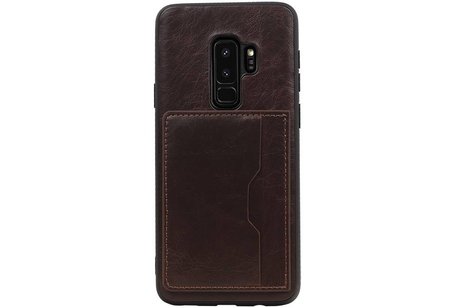 BAOHU Staand Back Cover met 1 Pasjeshouder Hoesje Geschikt voor Samsung Galaxy S9 Plus Mocca