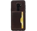 BAOHU Staand Back Cover met 1 Pasjeshouder Hoesje Geschikt voor Samsung Galaxy S9 Plus Mocca
