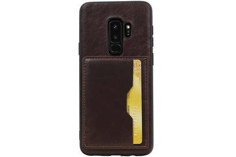 BAOHU Staand Back Cover met 1 Pasjeshouder Hoesje Geschikt voor Samsung Galaxy S9 Plus Mocca