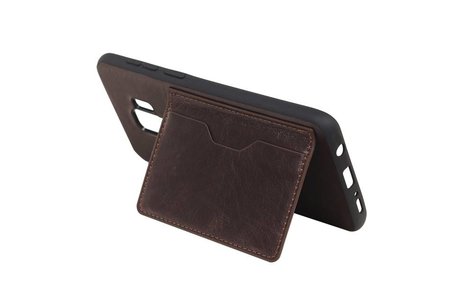 BAOHU Staand Back Cover met 1 Pasjeshouder Hoesje Geschikt voor Samsung Galaxy S9 Plus Mocca