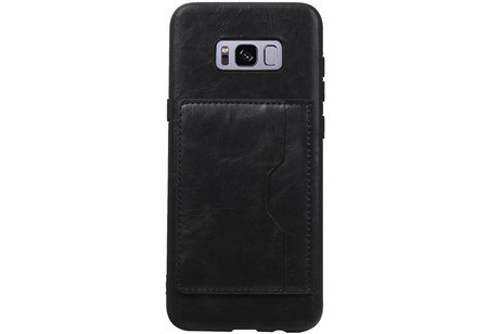 BAOHU Staand Back Cover met 1 Pasjeshouder Hoesje Geschikt voor Samsung Galaxy S8 Plus Zwart