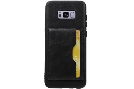 BAOHU Staand Back Cover met 1 Pasjeshouder Hoesje Geschikt voor Samsung Galaxy S8 Plus Zwart