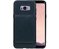 BAOHU Staand Back Cover met 1 Pasjeshouder Hoesje Geschikt voor Samsung Galaxy S8 Plus Navy
